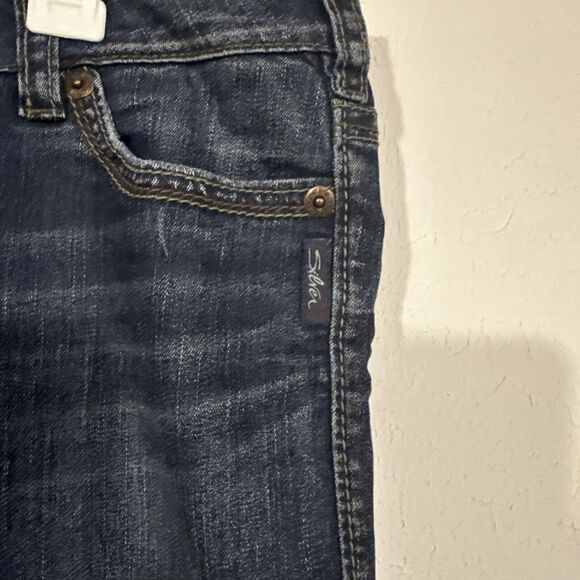 Silver Jeans Tuesday Bootcut Size 31 with stretch Distressed Medium wash denim - Picture 6 of 12